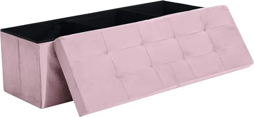 Miniatura 12 de Otomano de Almacenamiento Cúbico Pequeño, Reposapiés Plegable, Asiento Cuadrado, Otomano Acolchado de Lino Beige
