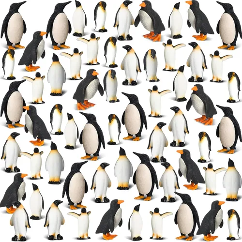 Poen 60 figuras de pingüinos en miniatura realistas figuras de pingüino de resina, animales antárticos, pingüinos de invierno, decoraciones para