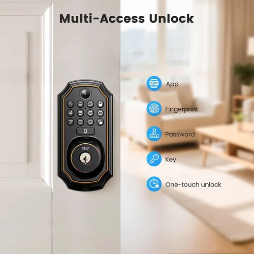 Miniatura 2 de Cerradura de puerta de entrada sin llave con cámara, cerradura inteligente electrónica, teclado de huellas dactilares, cerrojo con código, control