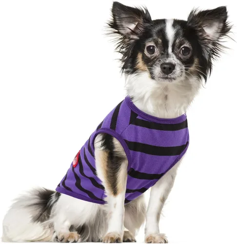 Miniatura 27 de Camiseta a rayas para perros y gatos, chaleco de algodón para primavera, verano, para mascotas, adecuada para mascotas pequeñas y medianas y Amarillo
