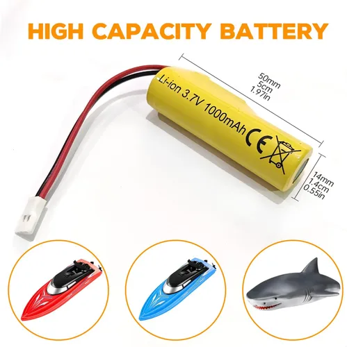 Miniatura 2 de sea jump 2 baterías de iones de litio de 3.7 V 1000 mAh con enchufe Molex y cable de carga USB, adecuado para vehículos de ingeniería a control