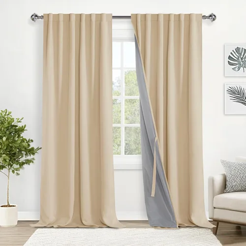 Miniatura 10 de XWZO Cortinas blancas 100% opacas con alzapaños, 2 capas gruesas completamente sombreadas con bolsillo para barra y pestaña trasera, cortinas
