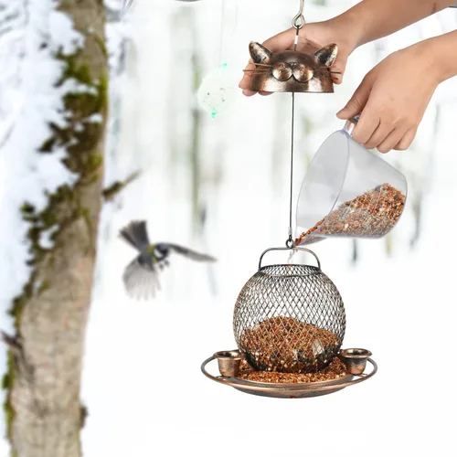 Miniatura 7 de Comederos para exteriores, comedero de metal resistente para pájaros silvestres, comedero para pinzones y gorriones para jardín y patio
