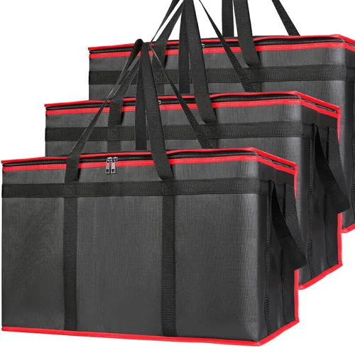 Miniatura 11 de Bodaon Paquete de 3 bolsas aisladas para entrega de alimentos, bolsas enfriadoras de pizza XXXL, bolsa de entrega de viaje compartido, soporte