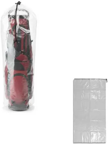 Aogigigio Paquete de 2 fundas para bolsas de golf, 31 x 62 pulgadas, cubiertas antipolvo de plástico transparente extra grandes con cordón (4 mil),