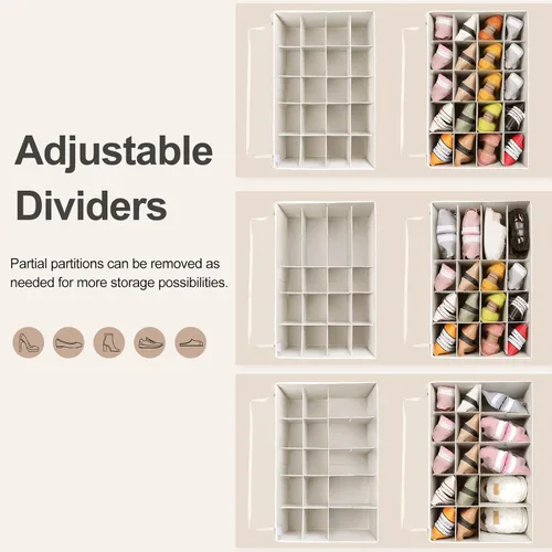Miniatura 2 de TOPIA HOME Organizador de zapatos para armario, caja de zapatos plegable con divisores ajustables y cubierta transparente, organizador