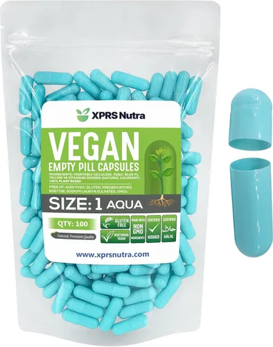 XPRS Nutra Cápsulas vacías tamaño 1 – 100 cápsulas veganas vacías – Pastillas vegetarianas – Relleno de cápsulas vegetales DIY – Pastillas vegetales
