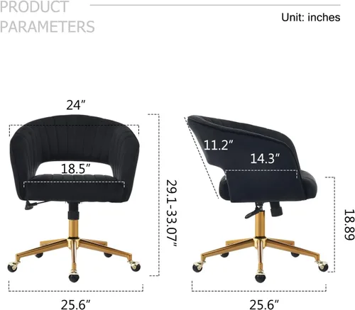 Miniatura 2 de ECHINGLE Silla de escritorio para la oficina en casa, tapizada en terciopelo, moderna y cómoda, silla de oficina para mujer, ergonómica ajustable
