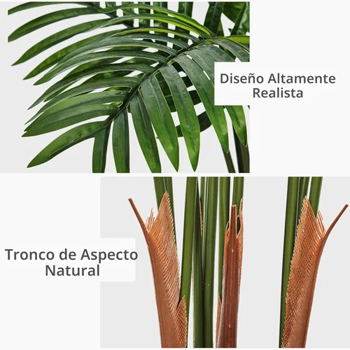 Miniatura 7 de ASTIDY Palmera artificial de 5 pies, árbol falso con maceta alta negra, planta de suelo de areca tropical sintética en maceta, planta de seda Negro