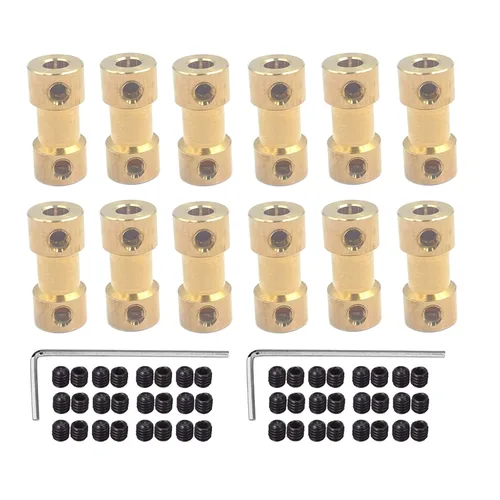 Miniatura 2 de Conector de junta de acoplamiento de eje de latón de 0.157 in a 0.197 in, acoplamiento de eje de motor para RC DIY, avión, barco, robot