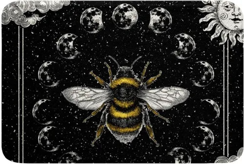 Erosebridal Tapete de baño de abeja, sol y luna, decoración de habitación de galaxia trippy de 16 x 24 pulgadas, alfombra de baño de noche