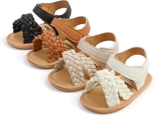 Miniatura 5 de TIMATEGO Sandalias para bebés y niñas, antideslizantes, suela suave, con correa en T, sandalias de vestir para cuna, zapatos de vestir para bebés