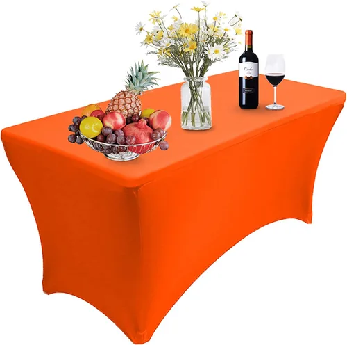 Miniatura 9 de Reliancer Mantel rectangular de elastano ajustado a la mesa para fiestas al aire libre, exhibición, DJ, banquetes, comerciantes, recepción de boda