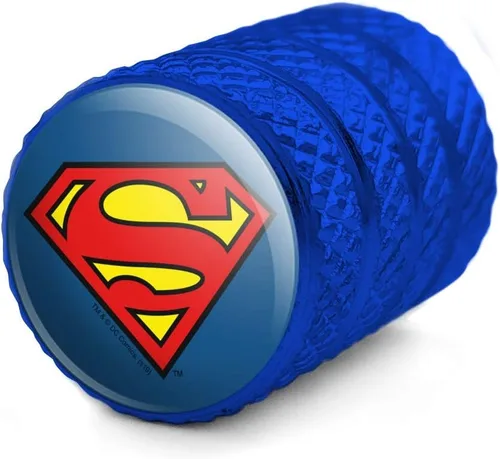 Miniatura 2 de Tapas de Vástago de Válvula de Llanta de Aluminio con Logo del Escudo Clásico de Superman Azul