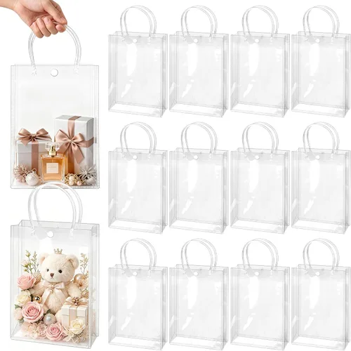 Miniatura 20 de BadenBach - 24 bolsas pequeñas de regalo transparentes con asas, 5.1 x 5.9 x 2.8 pulgadas, mini bolsa de plástico transparente para fiesta, bolsa