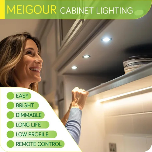 Miniatura 4 de Curio - Kit de luz para gabinete de exhibición, pequeñas luces LED redondas debajo del mostrador, adaptador de enchufe de pared de EE. UU. de 120 6