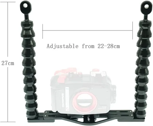 Miniatura 3 de Nitescuba Bandeja doble flexible para cámara subacuática - Soporte estabilizador de mano para GoPro, Sony RX100 y PT-059 carcasa de cámara compacta