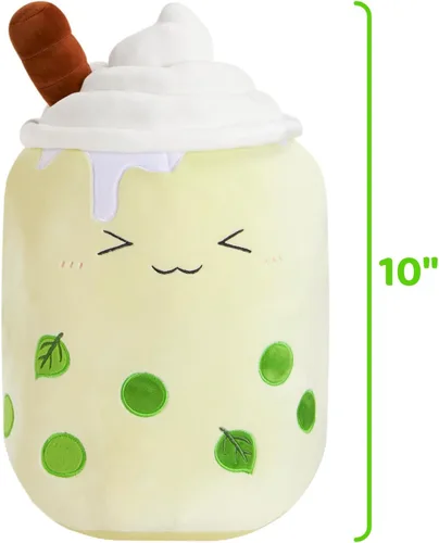 Miniatura 4 de Almohada de peluche de té Boba Matcha con luz LED de 10 pulgadas, kawaii, animal de peluche suave con burbujas, juguete con luces LED, regalo