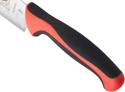 Miniatura 3 de Mercer Culinary Millennia Colors - Cuchillo Santoku, borde Granton de 7 pulgadas, color rojo