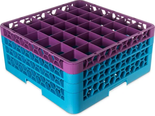 Miniatura 50 de Carlisle FoodService Products RG9-214 OptiClean Estante de vidrio con 9 compartimentos con 2 extensores, 7.12 pulgadas, polipropileno, azul