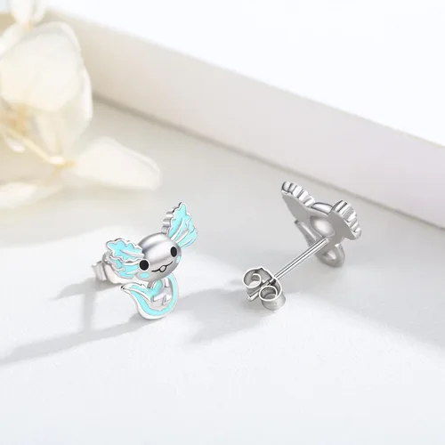 Miniatura 3 de 925 Sterling Silver Axolotl Earrings White GoldRose Gold Axolotl Jewelry for Women Girls PinkBlue Axolotl Gifts