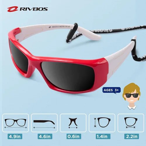 Miniatura 5 de RIVBOS RBK003 gafas de sol polarizadas flexibles de goma para bebés y niños, de 3 a 10 años (lentes espejados disponibles)