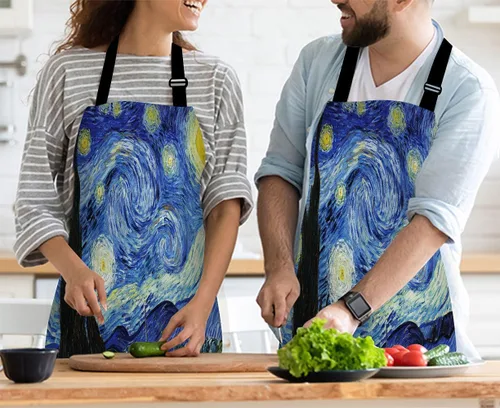 Miniatura 3 de Delantal de Cocina de Cocina Tiburón Marino Verde Delantal de Cocina para Hornear Chef Delantal Impermeable para Mujeres Hombres 31X27 Pulgadas