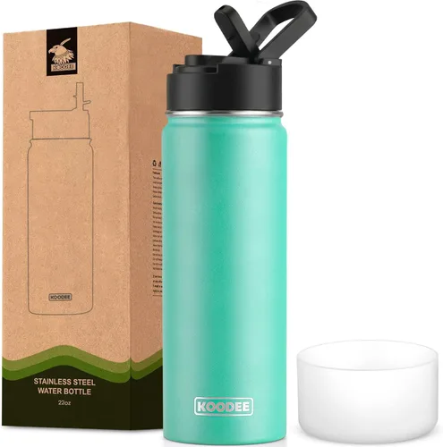 Miniatura 16 de koodee Insulated Water Bottle, 32 oz Stainless Steel Double Wall Vacuum Wide Mouth Sport Bottle with Leakproof Spout Lid (Navy)