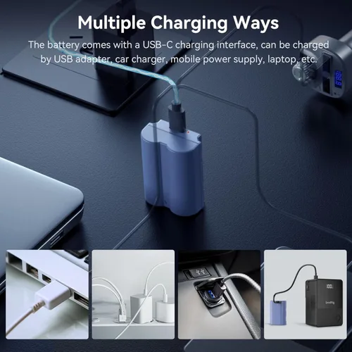Miniatura 6 de SMALLRIG Batería USB-C de repuesto de 2400 mAh para Fujifilm NP-W235, 2.5H completamente cargada, para Fuji X-T5, X-T4, GFX100S, para Fujifilm X-T5