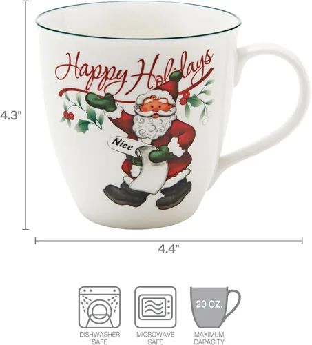 Miniatura 3 de Pfaltzgraff Winterberry - Taza de porcelana Naughty And Nice (juego de 2), 20 onzas, surtido