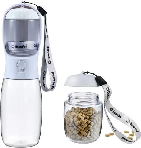Miniatura 10 de Cibaabo Botella de agua para perros con contenedor de alimentos, cuenco de agua para cachorros de viaje, dispensador portátil para mascotas