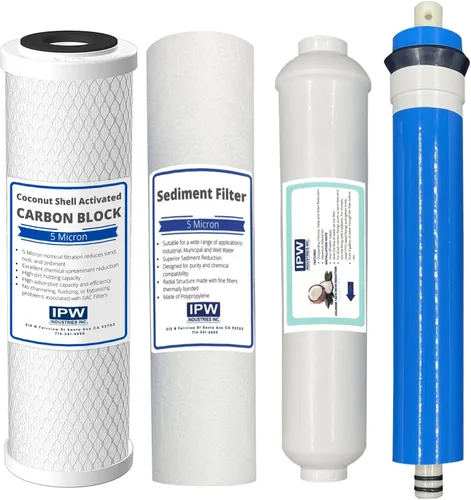 IPW Industries Inc PureT RO450-905EZ - Paquete de filtros de repuesto de ósmosis inversa de 4 etapas (50 GPD, universal)