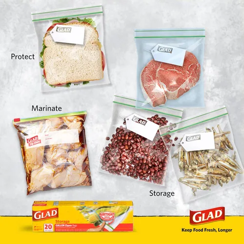 Miniatura 5 de Glad Bolsas de almacenamiento de alimentos con cremallera para congelador - Galón - 20