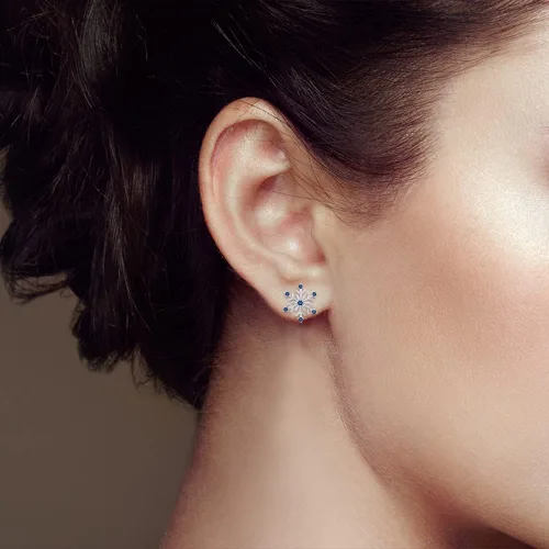 Miniatura 4 de KATARINA Pendientes de diamante azul de 012 quilates en oro o plata