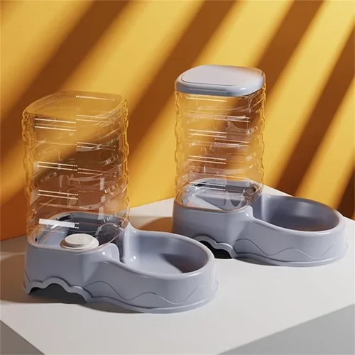 Miniatura 6 de Tazón de alimentación para mascotas y dispensador de agua con contenedor de almacenamiento recargable, autodisponible, comedero para gatos de gran
