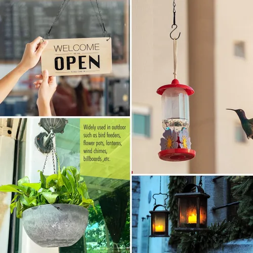 Miniatura 6 de Cadena Fetanten para Colgar Plantas, Cadenas Negras de 10 Pulgadas para Plantas en Macetas Colgantes con Ganchos para Comedero de Pájaros