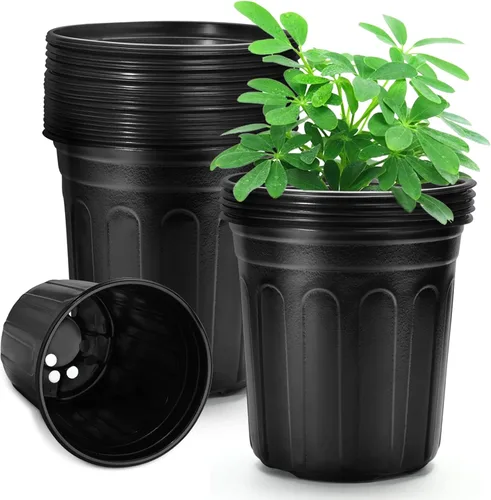 RAOOKIF - Macetas de 1 galón para plantas, macetas de vivero flexibles de 1/2/3/5 galones con drenaje, macetas de plástico de 1 galón para plantas