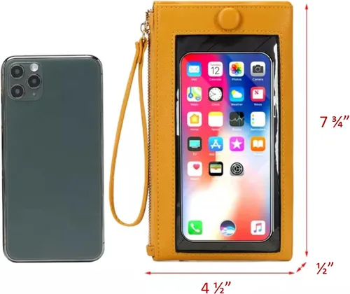 Miniatura 4 de Funda de cuero para teléfono con pantalla táctil, cartera de mano para mujeres y niñas F21 Borgoña 2 bolsillos