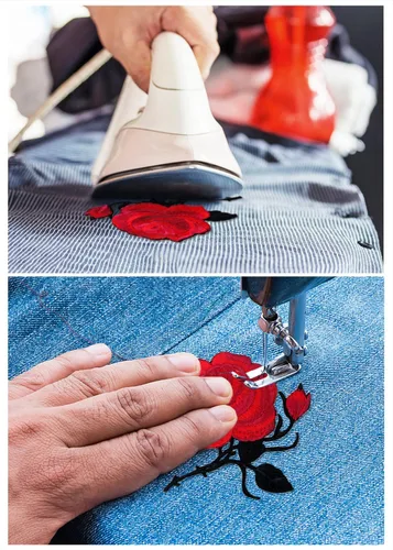 Miniatura 3 de Mini Skater Parches bordados de rosas pequeñas, diseño retro floral, apliques decorativos para planchar o coser, parche de reparación para ropa