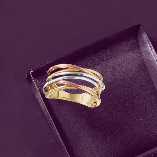 Miniatura 5 de Ross-Simons 14kt Tri-Colored Gold Highway Ring