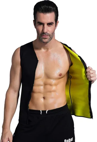 Miniatura 4 de Camiseta térmica para hombre, de neopreno, adelgazante, chaleco moldeador de cuerpo, entrenamiento, sudor, sauna, traje deportivo, quemador