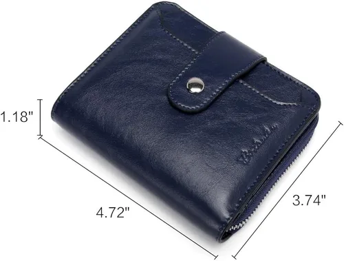 Miniatura 7 de BOSTANTEN - Billeteras de piel para mujer, con bloqueo RFID, con cremallera y bolsillo, billetera pequeña de dos cuerpos, con tarjetero