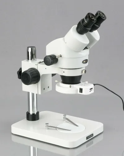 Miniatura 3 de AmScope SM-1BS-144S Microscopio de zoom estéreo binocular profesional, ocular WH10x, aumento 7X-45X, objetivo de zoom 0.7X-4.5X, anillo de luz LED