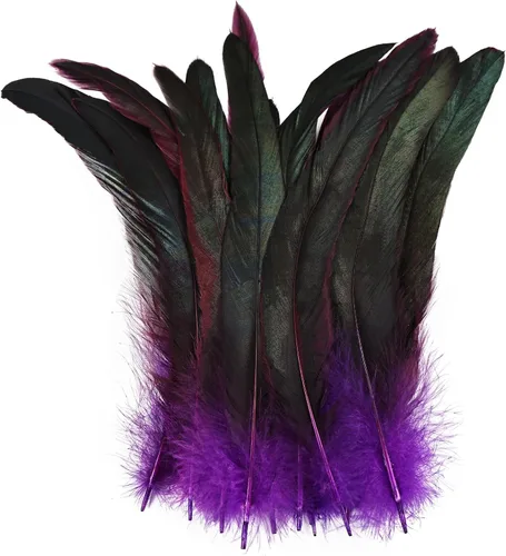 Miniatura 10 de Plumas de cola de gallo azul aguamarina, 100 plumas de cola de gallo de 8 a 10 pulgadas de largo, a granel para capa de chal de plumas, costura