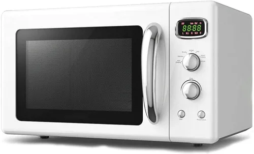Miniatura 8 de GOFLAME Horno microondas grande de 0.9 pies cúbicos, microondas retro de 900 vatios con bloqueo de seguridad para niños, función de descongelación