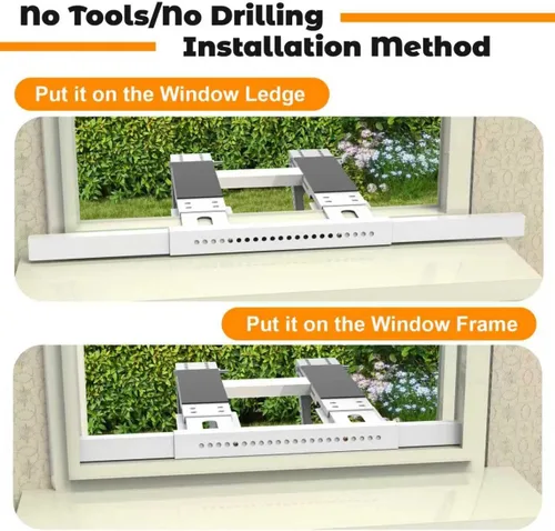 Miniatura 3 de Soporte de aire acondicionado sin perforación, soporte de CA ajustable para ventana que se adapta a ventanas individuales y dobles, acero resistente
