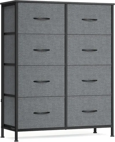 Miniatura 24 de SONGMICS Cómoda para dormitorio, cómoda, acero, MDF, 4 cajones de tela no tejida, unidad organizadora de almacenamiento, armario, entrada, negro