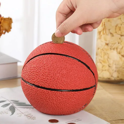 Miniatura 3 de H&W Alcancía de baloncesto para niños, banco de monedas con temática de baloncesto inastillable, tamaño grande, regalo para niños (tamaño L)