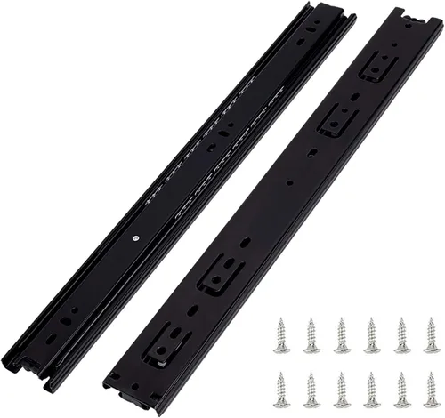 Miniatura 7 de 6 pares de deslizadores de cajón de 20 pulgadas de hardware de 3 secciones con rodamiento de bolas de extensión completa con montaje lateral