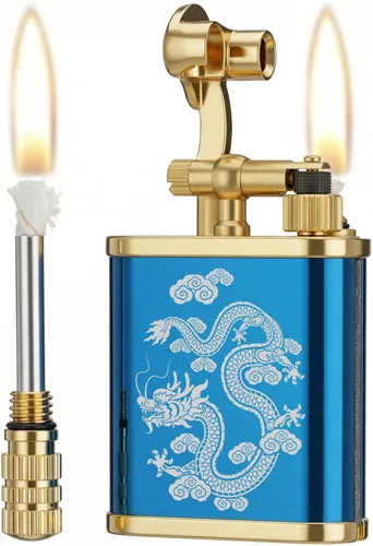 Miniatura 14 de 2 en 1 Lighetr - Encendedor de queroseno con brazo de elevación permanente, estilo antiguo, con fósforo permanente (bronce)